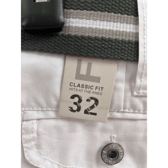 Faze 1 Mens Classic Fit Flat Front Chino Shorts White Sz 32 100% Cotton New with - Picture 6 of 9